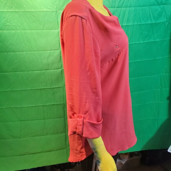 Lily Morgan M shirt red vneck zip size M casual women - Picture 1 of 7
